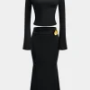 Asymmetric Metal Floral Decor Top And Skirt Set>MICAS Sale