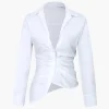 Asymmetrical Hem Pleated Shirt>MICAS Sale