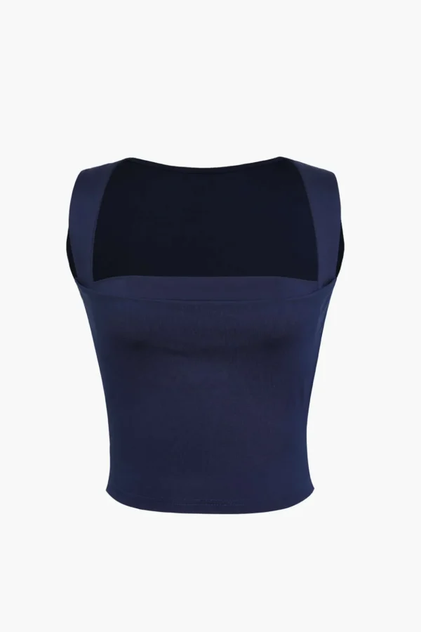 Basic Square Neck Cropped Tank Top>MICAS Clearance