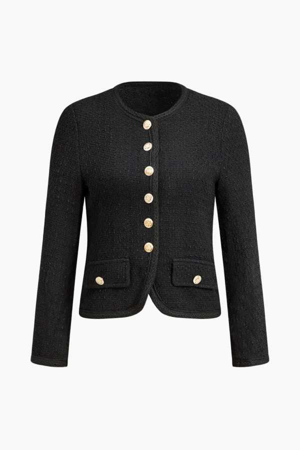 Button Tweed Blazer>MICAS Fashion