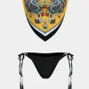 Chinoserie Print Contrast Color Block Tie-Up Bikini Set>MICAS Sale