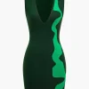 Color Block Asymmetrical Sweater Dress>MICAS New
