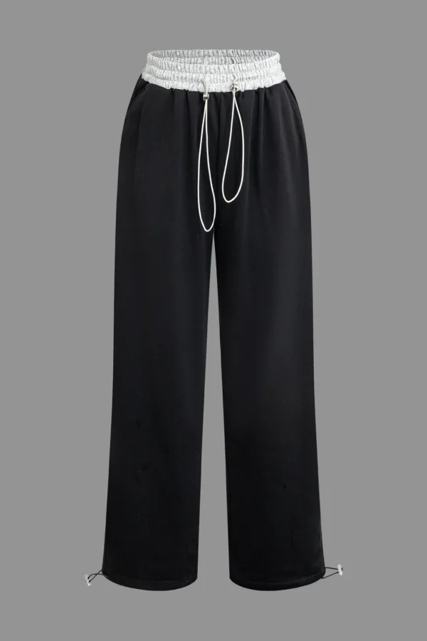 Color Block Drawstring Trousers>MICAS New