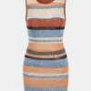 Color Block Print Knit Cut Out Sleeveless Dress>MICAS Outlet