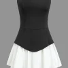 Color Block Ruched Strapless Mini Dress>MICAS Outlet