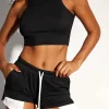 Color Block Side Slit Waist Short Set>MICAS Fashion