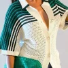 Contrast Crochet Short Sleeve Top>MICAS Outlet