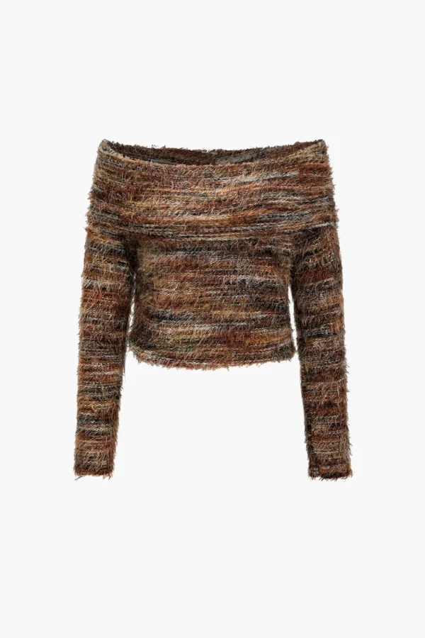 Contrast Faux Fur Sweater Long-Sleeve Top>MICAS Sale
