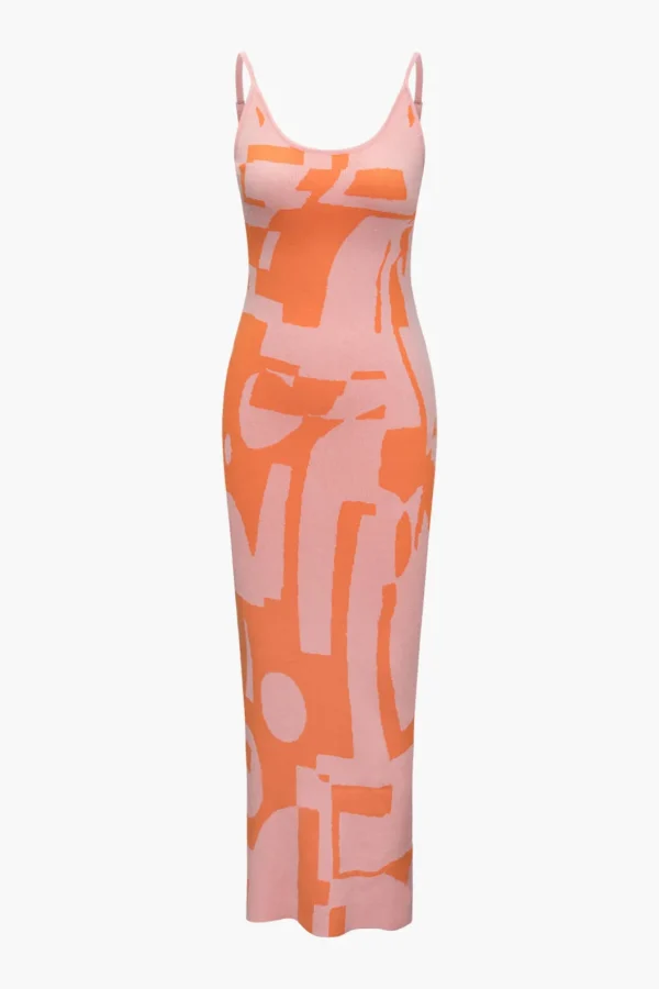 Contrast Knit Slip Maxi Dress>MICAS New