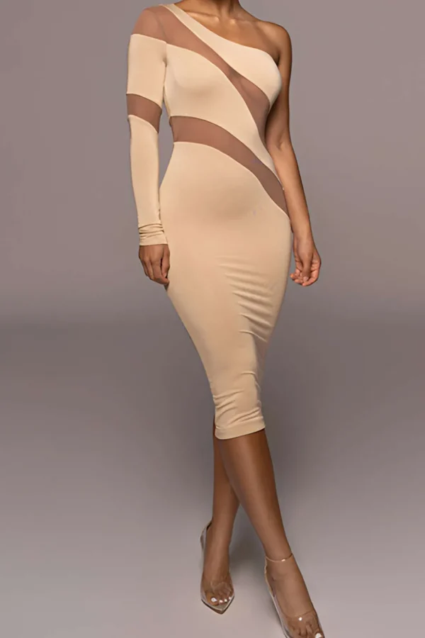 Contrast Mesh Patchwork Maxi Dress>MICAS Best