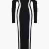 Contrast Off Shoulder Long Sleeve Maxi Dress>MICAS Fashion