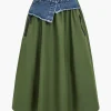 Denim Patchwork Skirt>MICAS Fashion