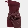Faux Leather Patchwork Mini Dress>MICAS Clearance