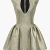 Glitter V-neck Mini Dress>MICAS Fashion