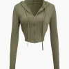 Hooded Zipper Long Sleeve Top>MICAS New