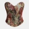Jacquard Tie Back Strapless Contrast Tube Top>MICAS New