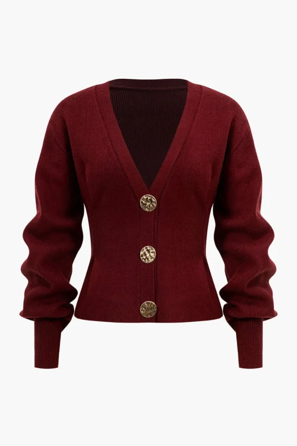 Knit Button V-neck Cardigan>MICAS Sale
