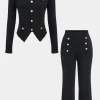 Knit Metallic Button Pocket Top And Trousers Set>MICAS Clearance