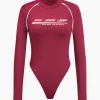 Letter Print Long Sleeve Bodysuit>MICAS Online