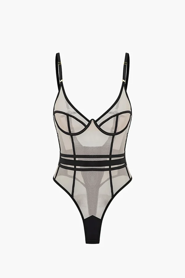 Mesh Backless Sheer Sleeveless Bodysuit>MICAS Online