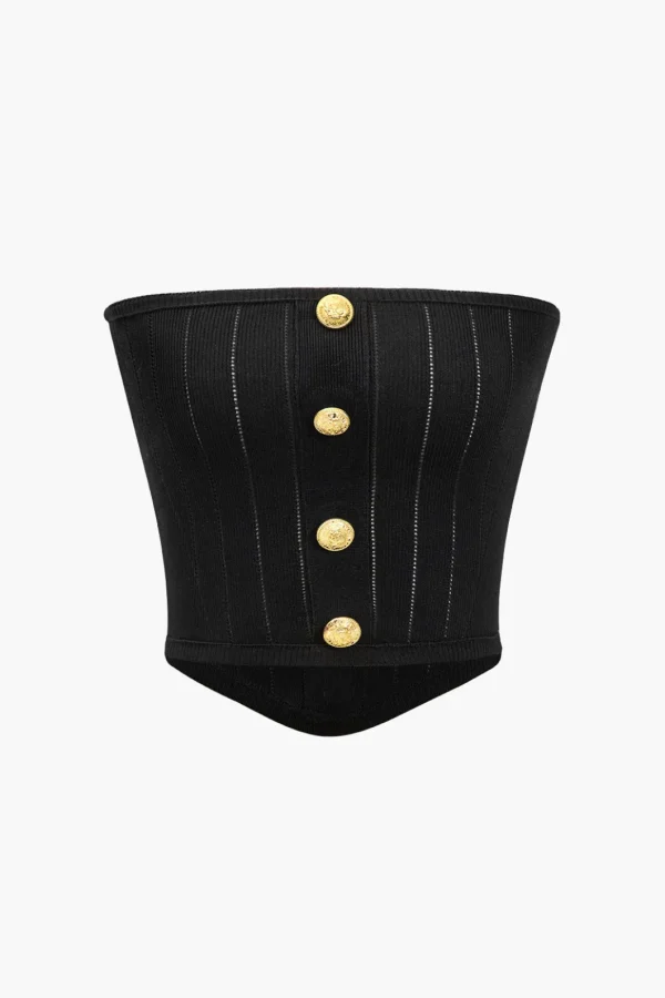 Metallic Button Tube Top>MICAS Fashion