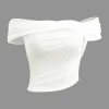 Off Shoulder Asymmetric Short Sleeve Blouse>MICAS New
