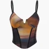 Ombre Print Mesh Slip Corset Waist Cami Top>MICAS Best