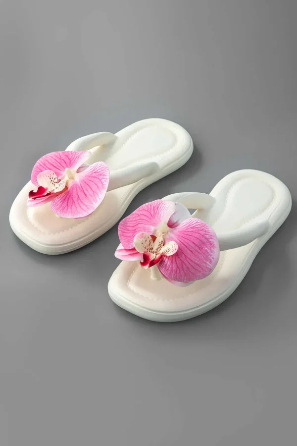 Orchid Decoration Flip Flop Slippers>MICAS Clearance