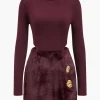 Patchwork Long Sleeve Mini Dress>MICAS New