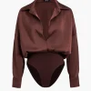 Patchwork Satin Bodysuit>MICAS Clearance