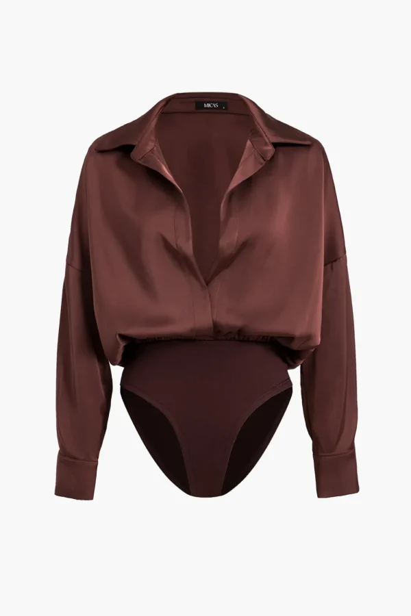 Patchwork Satin Bodysuit>MICAS Clearance