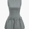 Round Neck Patchwork Sleeveless Mini Dress>MICAS Outlet