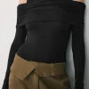 Ruched Off Shoulder Long Sleeve Bodysuit>MICAS Outlet