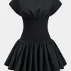 Ruched Patchwork Mini Dress>MICAS Hot