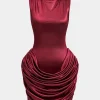 Ruched Sleeveless Mini Dress>MICAS Fashion