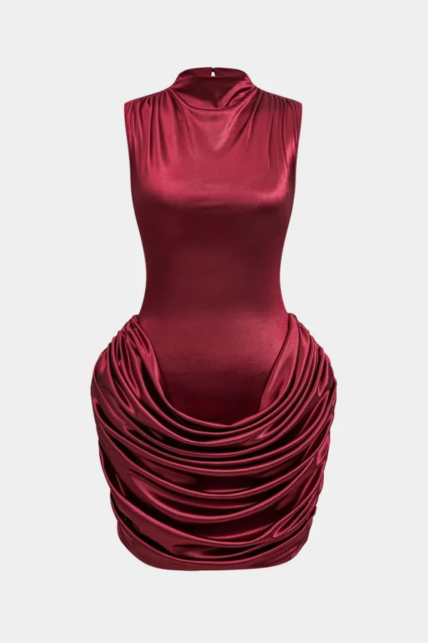 Ruched Sleeveless Mini Dress>MICAS Fashion