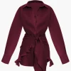 Satin Tie Front Ruffle Long Sleeve Mini Dress>MICAS Sale