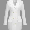 Solid Button Pocket Long Sleeve Mini Dress>MICAS New