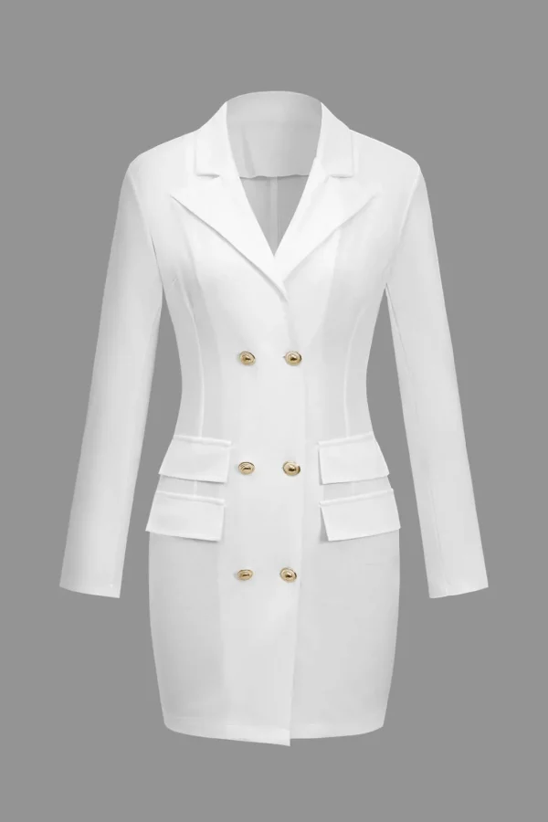 Solid Button Pocket Long Sleeve Mini Dress>MICAS New