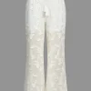 Solid Jacquard Wide Leg Trousers>MICAS Online