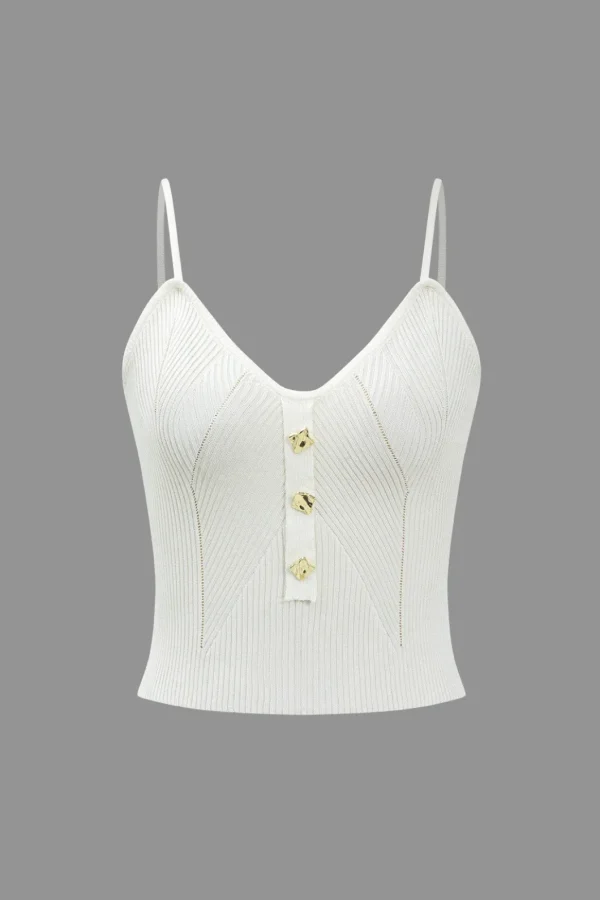 Solid Knit Button Cami Top>MICAS New