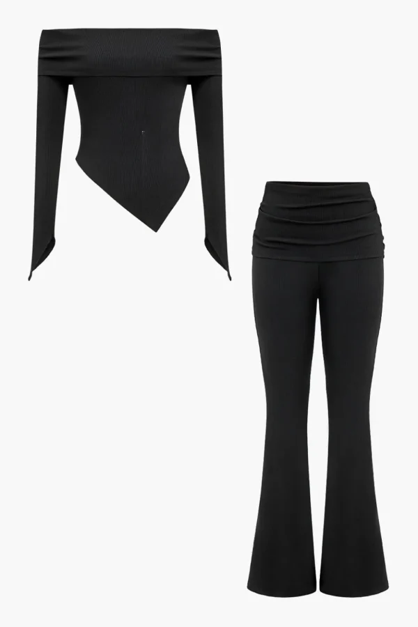 Solid Off Shoulder Top And Trouser Set>MICAS Clearance