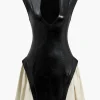 Solid Pu Patchwork Ruched Zipper Mini Dress>MICAS Online