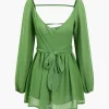 Solid Tie Back Braided Mini Dress>MICAS Discount