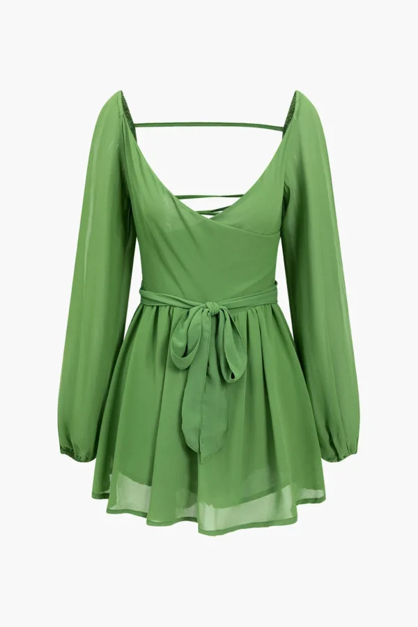 Solid Tie Back Braided Mini Dress>MICAS Discount