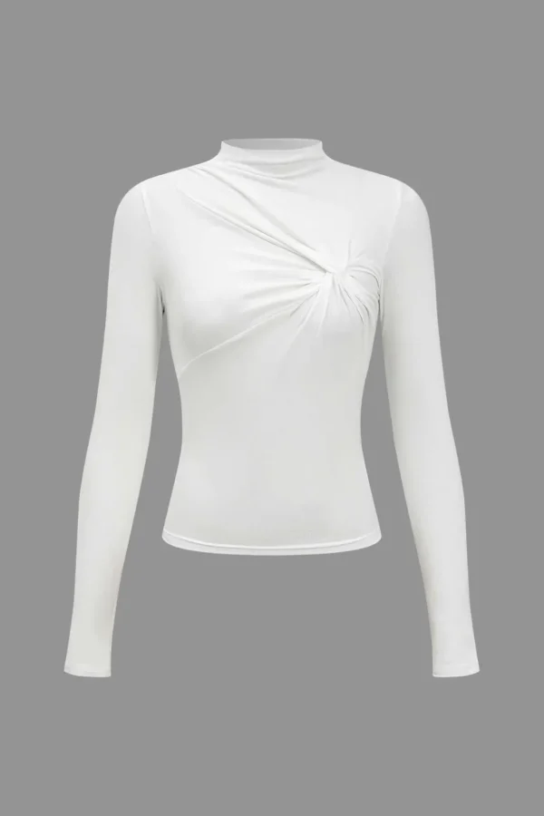 Solid Twist Knot Long-Sleeve Top>MICAS New
