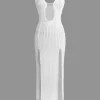 Textured Cut Out Slit Cami Maxi Dress>MICAS Sale