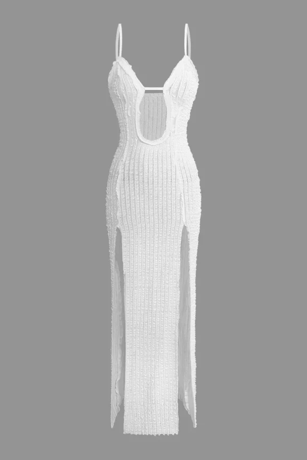 Textured Cut Out Slit Cami Maxi Dress>MICAS Sale