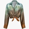 Tie Dye Print Satin Button Long-Sleeve Shirt>MICAS Discount