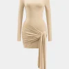 Tie Front Long Sleeve Mini Dress>MICAS New
